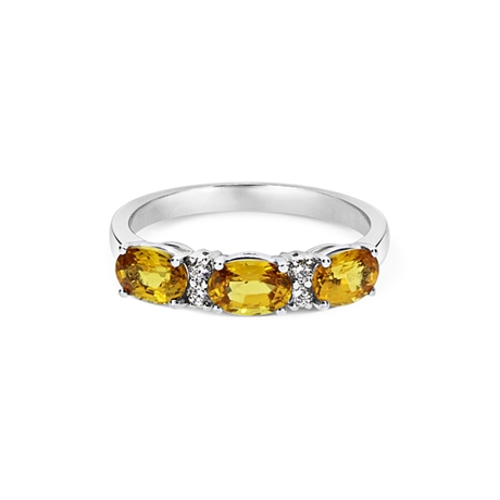 Oval Yellow Sapphire & Diamond Half Eternity Ring