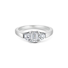 Emerald Cut Diamond Single Stone With Trapeze Cut Diamond Shoulders