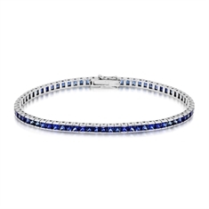 8.90ct Channel Set Princess Cut Sapphire Line Bracelet 