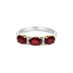 Oval Ruby & Diamond Claw Set Half Eternity Ring