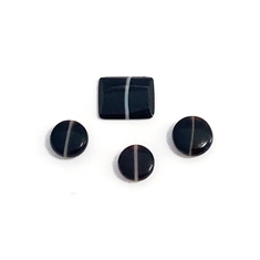 4 Mixed Shape Button Banded Black Onyx