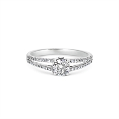 Brilliant Cut Diamond Single Stone With Split Micro Set Diamond Shoulders