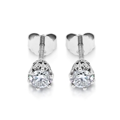 Old Cut Diamond Studs With Diamond Set Collets