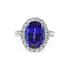 Tanzanite Claw Set Oval Custer Dress Ring