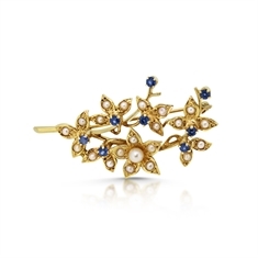 Sapphire & Seed Pearl Spray Brooch