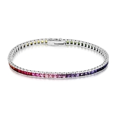 9.90ct Princess Cut Channel Set Sapphire Rainbow Bracelet 