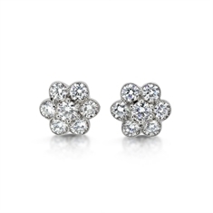 Brilliant Cut Grain Set Diamond Cluster Studs