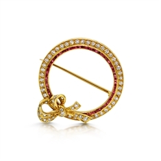 Ruby & Diamond Circle Brooch