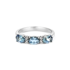 Claw Set Aqua Diamond Alternate Half Eternity Ring 