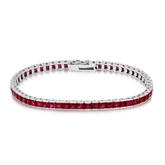 10.02ct Ruby Princess Cut Channel Set Line Bracelet