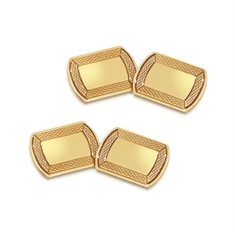 Yellow Gold Cufflinks Rectangular With Rounded Ends