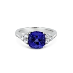 Tanzanite & Diamond Ring With Trefoil Shoulders