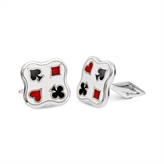 Silver Enamel Playing Card Suit Cufflinks