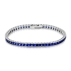 11ct Sapphire Princess Cut Channel Set Line Bracelet