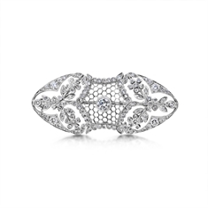 Filigree Diamond Set Honeycomb Brooch