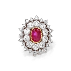 Ruby & Diamond Cluster Cocktail Ring 1.50ct