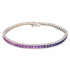 Princess Cut Channel Set Rainbow Sapphire Bracelet 7.08ct