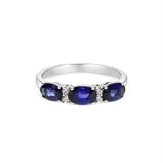 Sapphire Oval & Diamond Claw Set Half Eternity Ring 