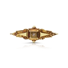 Intricate Victorian Diamond Set Bar Brooch