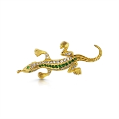 Tsavorite & Diamond Set Lizard Brooch 