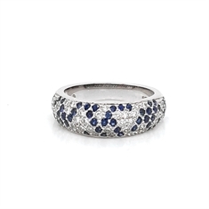 Sapphire & Diamond Domed Half Eternity Ring