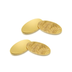 Oval Gold Cufflinks With Sun Engraving