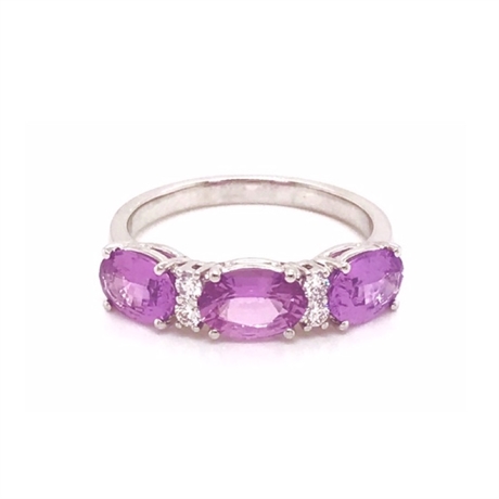Pink Sapphire Oval Diamond Half Eternity Ring