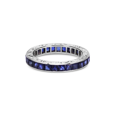 Carre Cut Sapphire Channel Set Full Eternity Ring