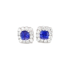 Tanzanite Cushion Cut & Diamond Cluster Earrings 2.46ct