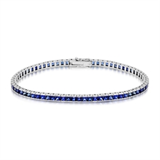 8.90ct Channel Set Princess Cut Sapphire Line Bracelet 
