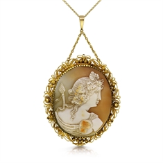 Carved Shell Cameo Locket Pendant