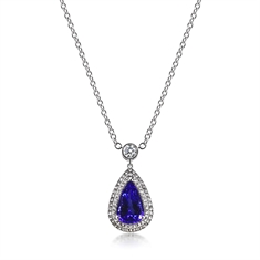 Tanzanite Pear Shape & Diamond Cluster Pendant