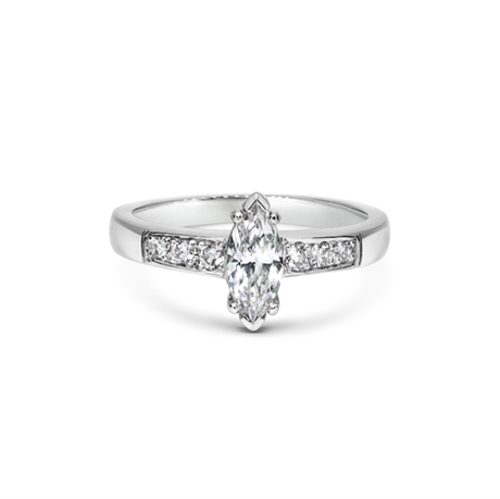 Marquise Cut Diamond Single Stone With Brilliant Cut Grain Set Diamond Shoulders 