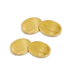 Oval Gold Cufflinks With Linear Detail