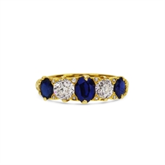 Sapphire & Diamond Carved Half Hoop