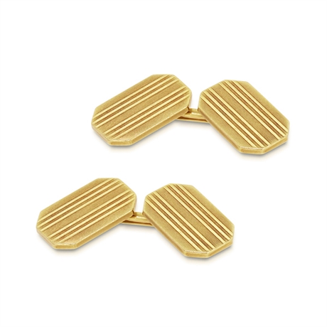 Octagonal 18ct Yellow Gold Pin Striped Cufflinks