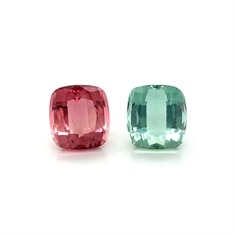 Pair Raspberry Pink & Pale Green Tourmaline Loose Gemstones 20.44ct
