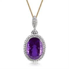 Oval Amethyst & Diamond Double Cluster Pendant