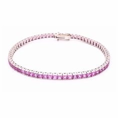 Pink Sapphire Princess Cut Line Bracelet