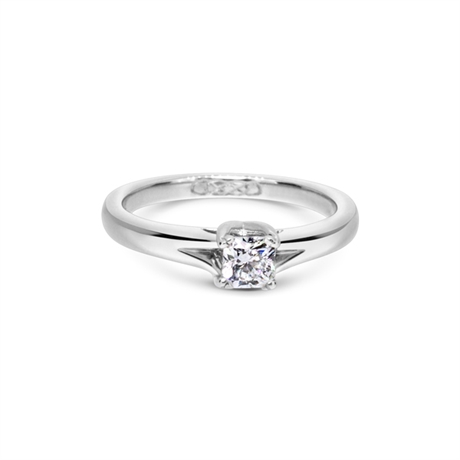 Single Stone Cushion Cut Diamond Engagement Ring 