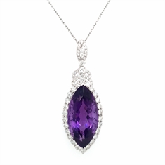 Marquise Amethyst & Diamond Cluster Pendant