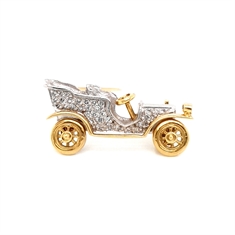Diamond Set Vintage Car Pin Brooch