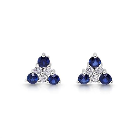 Sapphire & Diamond Triangular Claw Set Earrings