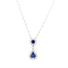 Sapphire & Diamond Cluster Drop Pendant