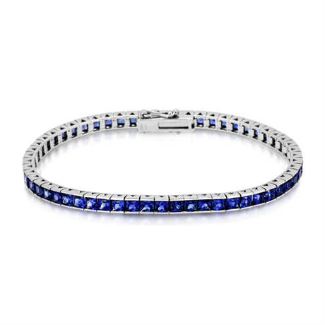 10.89ct Sapphire Princess Cut Channel Set Line Bracelet 