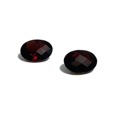 2.45ct Pair Of Oval Garnet Checkerboard Gemstone 8x6mm