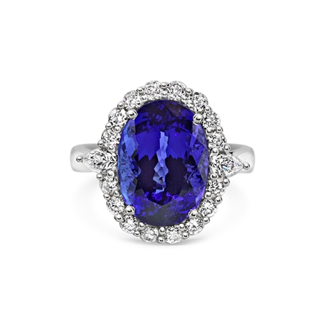 Tanzanite Claw Set Oval Custer Dress Ring