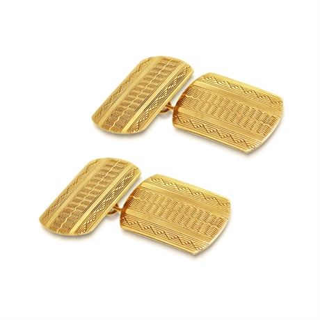 Antique Yellow Gold Cufflinks With Rounded Ends