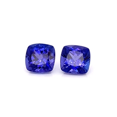 8.08ct Pair Of Cushion Cut Tanzanite Loose Gemstones 9x9mm