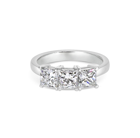 Princess Cut Claw Set Three Stone Engagement Ring 2.13ct